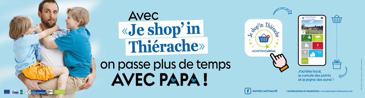 bandeau Campagne de com pour l’application « Je shop’in Thiérache » PETR