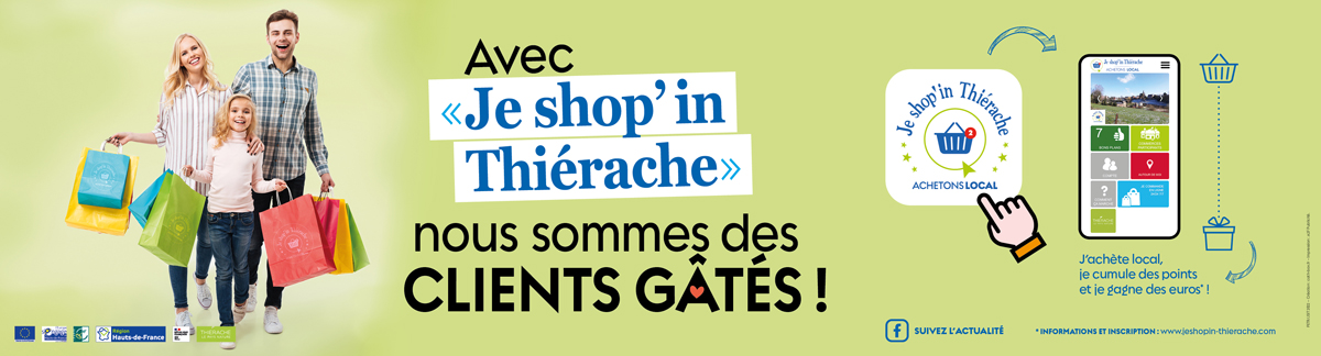 bandeau Campagne de com pour l’application « Je shop’in Thiérache » PETR