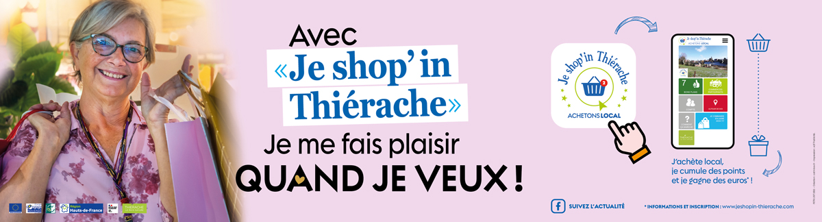 bandeau Campagne de com pour l’application « Je shop’in Thiérache » PETR - ©cath-box.fr